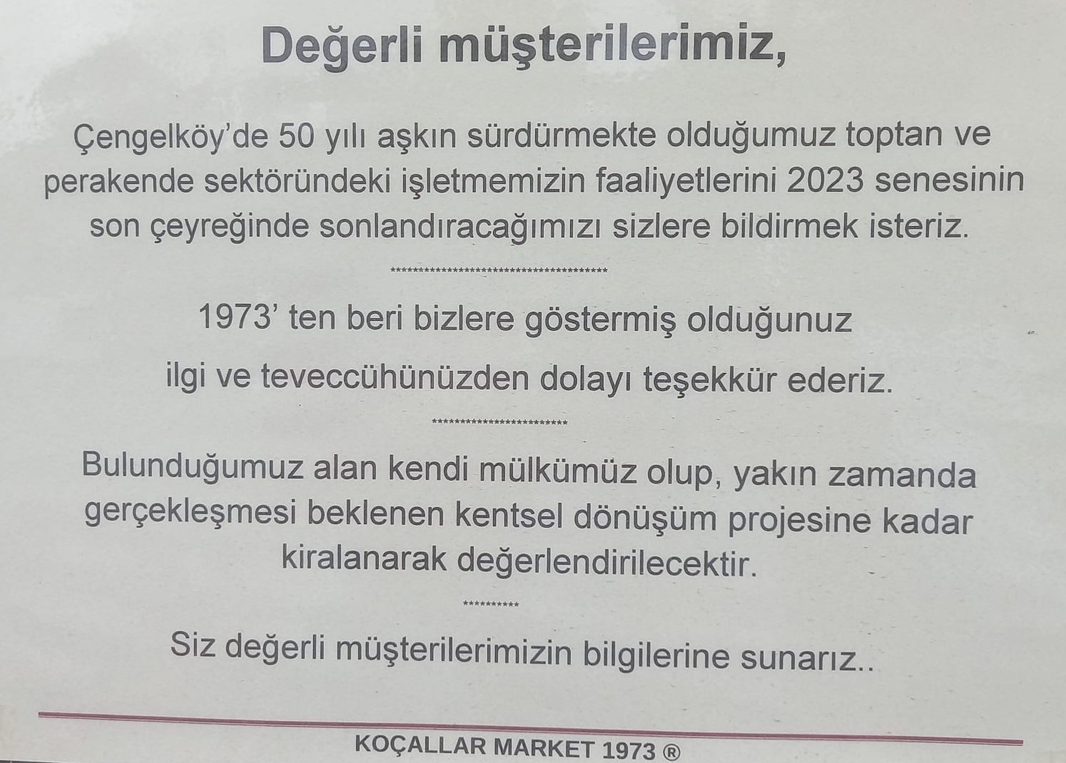 KOÇALLAR MARKET 1973®